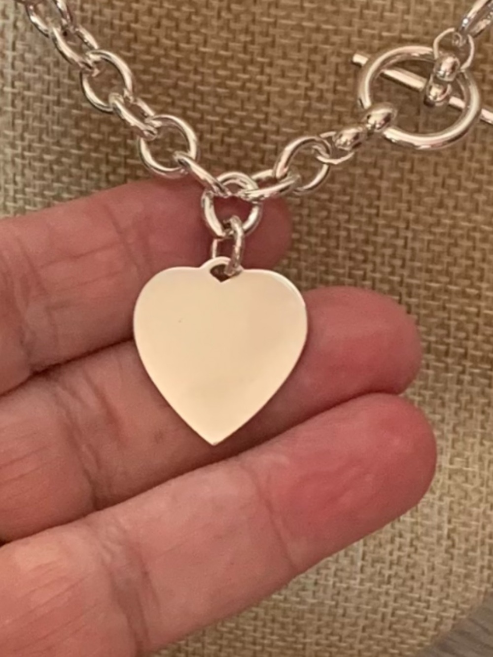 Unbranded SS Chunky Chain Necklace Featuring T-bar Toggle And Heart Tag Pendant - Picture 2 of 8